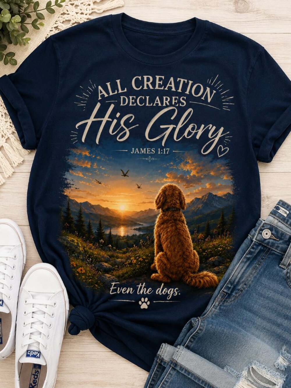Christian Dog Lover T Shirt | All Creation Declares His Glory | Comfort Colors